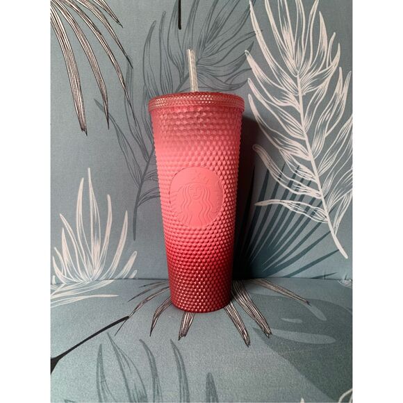 NEW Starbucks Pink Ombré Gradient Studded Acrylic Tumbler Travel Cup 24 oz - Picture 1 of 6